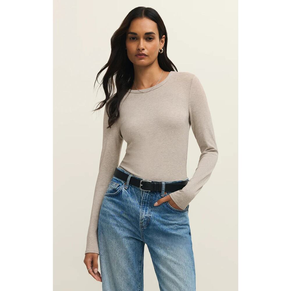 Z Supply Second Skin Crew Long Sleeve Top - Natural Heather NWT VARIOUS SIZES